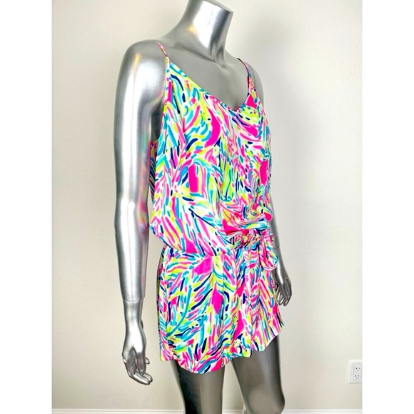 NWOT Lilly Pulitzer Gorgeous Palm Reader Romper Bright Neon Tropical Print- XXS - Picture 12 of 12